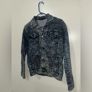 Forever 21 Stretch Acid Rinsed Denim Vintage Look Blue Jean Jacket size small